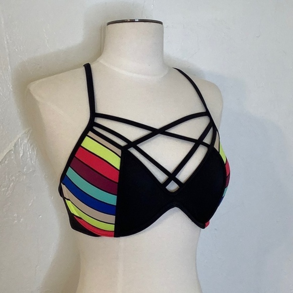 Pink VS crisscross front padded bikini SZ S D - DD